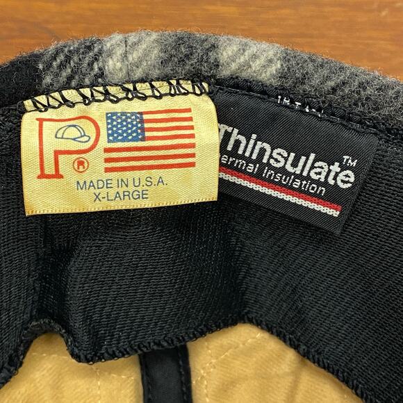 Vintage Thinsulate Gray Plaid Ear Flap Fudd Cap Thermal Hunting Skating‎ Hat USA - Picture 9 of 12